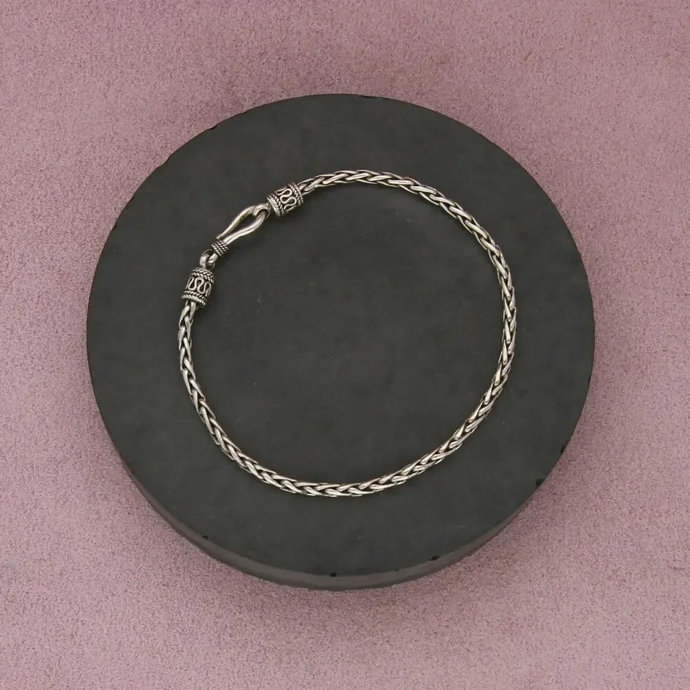 sterling silver bali 3mm foxtail chain bracelet size 8in